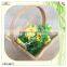 Hand Carved Large Arched Handle Wood Flower Basket
