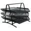 3 Layers Stacking Metal Mesh Desk Organizer File Tray