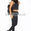Sexy Girls In Tracksuit Black Sleeveless Crop Top Sweat Pants Sets 100% Cotton Summer Club Sports Tracksuit For Football Team