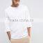 2016 High Quality Custom Three Quarter Sheeve O-Neck White Mens 100% Cotton Breathable Oversized Casual Plain T-Shirt