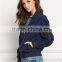 MGOO 2017 New Style Fashion Small Zip UP Bomber Jackets Women Custom Pockets Long Sleeves Coat With Padded