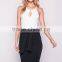 Bulk Price Fashion Design Ribbed Bodycon Midi Skirt For Women With Black Tied Front Fashionable Clothes
