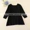 Kids CNY sweater dresses, black knitting girl's sweater, round collar long sleeve valentine's day sweater dress