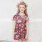 S60723B 2017 Child Girls Short Sleeve Round Neck Tube Casual Flared Midi Pleated Dress