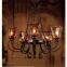 Chandelier, 9 Light, Classic Amber Iron Glass Painting