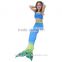 Swimmable Mermaid Tail Costume Swimsuit for Girls Kid Swimming with Bathing Bikini Set