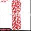 Spring Summer Design Coral Red Floral Print Lady Pants Relax Wide Leg Casual Pants For Women