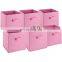 non-woven cardboard pink storage bin underbed toy storage bin for kids collapsible laundry basket foldable with handles