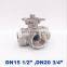 High quality stainless steel high platform ball valve 1/2 3/4 inch BSP female DN15/20 SS304 L type T flow 3 way water ball valve