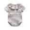 Short Sleeve Cotton Ruffled Neckline Baby Romper Clothes for Newborn Infant with Button Summer for Girl