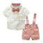 Boys' summer suit boy's summer shirt, overalls and bow tie three-piece suit