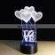 Love & Heart 3D Night Light LED Illusion Lamp 7 Color Changing Lights with Acrylic Flat & ABS Base & USB Cable