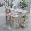 Elegant design home pub bar furniture marble metal iron wire rectangular modern bar table