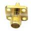 SMA Female 4 Hole Flange Panel Mount Solder Coaixal Connector long pin gold plated