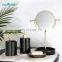 4 Piece Ceramic Bathroom Sets Toilet Brush Holder Soap Dispenser Tumbler Soap Dish with Glaze and Golden Base