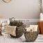 Durable Black Water Hyacinth Storage Basket Set Of 3 Natural Handwoven Wholesale Vietnam Manufacturer
