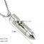 titanium stainless steel bullet pendant necklace men's design can open to put something in it