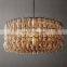 Latest designs of big gold amber glass crystal chandeliers ceiling luxury pendant light in modern square