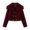 2025 New European and American Cross border Women's Clothing Street Fashion Casual Woolen Jacket Coat