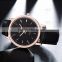 Cheap economic quartz black watch leather