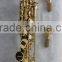 Curved bell soprano saxophone, gold lacquer with case.