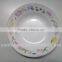 cheap white ceramic dinner plate with flower design / round ceramic porcelain flat plate