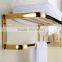 Golden Finish Modern Square Stainless Steel Towel Rack Holder Shelf W/ Towel Bar Hanger