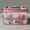 Pink flower cosmetic train case make up kit D2670P