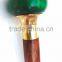 Antique brass walking stick/Green color compass handle walking stick/Brown wood walking stick wk1114