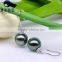 10mm black color high luster perfect round tahitian pearl earrings designs