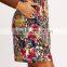 2016 latest fall floral body-con micro mini skirt