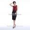 Alibaba fashion Genuine high quality material formal office chiffon black Overskirt women short dress