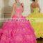 New Designer Gorgeous Luxury red yellow Organza Ruffled elegant quinceanera dresses with Jacket MLQ-286