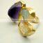 Amethyst, Aquamarine & Citrine Raw Natural Gemstones Ring, Matt Finish Adjustable Rings, 925 Solid Sterling Silver Vermeil Rings