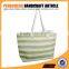 Cheap jute shoulder bag women stripe paper straw handbag cotton handle manufacturers