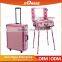 Sorise 4-Wheel Rolling Studio Makeup Case w/ Light Adjustable Black Artist Cosmetic Station Leg Mirror Train