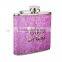 High quality leather wrapped hip flask with color print logo