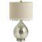 hot sell high quality gold glass desk lamp with beige linen cylinder lamp shade for home decor