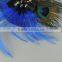 Blue peacock feather hair button party headwear