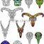 full colors and black animal heads temporary skulls tattoo for man arm