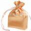 gold printed gift satin jewelry bag with double string