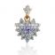 Wholesale snowflake shape cubic zircon inlaid multi color gemstone 18k yellow gold plated