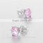 2016 New Design Pave Pink Cz Fashion Jewelry Women Daily Wear Stud Earrings