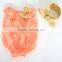 Seaside Bella Romper.Baby Swim Wear.Gold Dot Design With Headband.