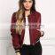 MGOO Foshan Manfuacturer Wine Red Polyester Bomber Jackets Zip Up Custom Back Print Winter Coat With Padded
