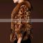european american high quality knitted mink fur poncho leopard printed puffy faux fur poncho for women