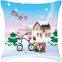 Multicolor House Pattern Square Throw Pillow Cotton Needlework Sets 3D Stitch Kit