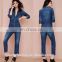 2016 BAIYIMO OEM service Womens cowboy style mid-long sleeve jumpsuit