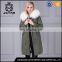 Popular style army green long hooded parka fur jacket with fur inside