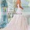 Sleevless Lace Applique Band and Flowers Wedding Gown